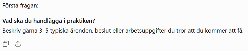 Skärmdump där ChatGPT ställer en motfråga i stället för att ge ett långt svar.